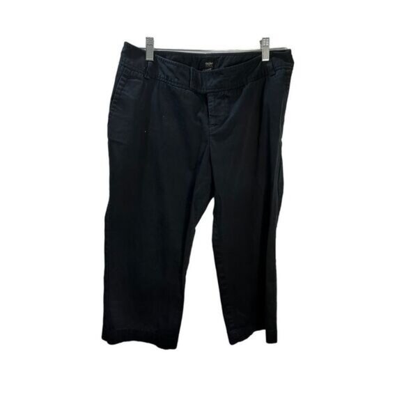 Massimo Black Stretch Capri Pants Womens Size 12 Cotton Blend With Side Tab Deta - Picture 1 of 6